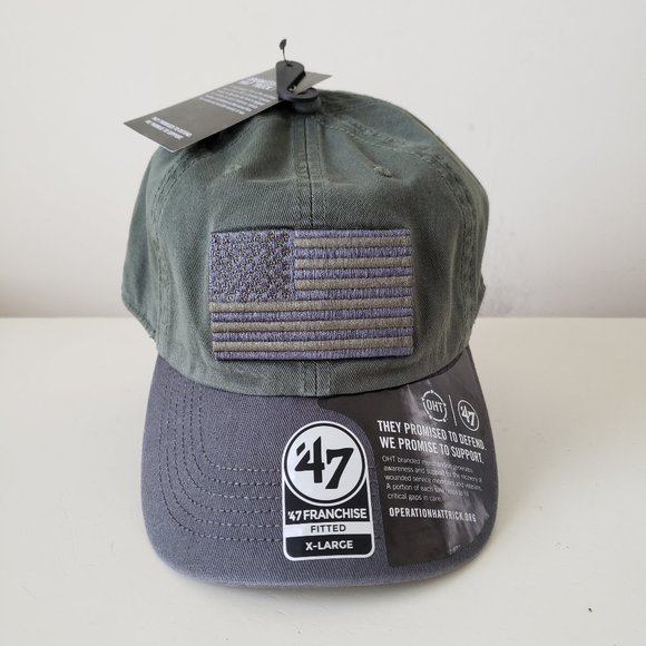 47 Other - Operation Hat Trick OHT ‘47 Fitted Size XL Hat Cap USA Flag Military Green NWT